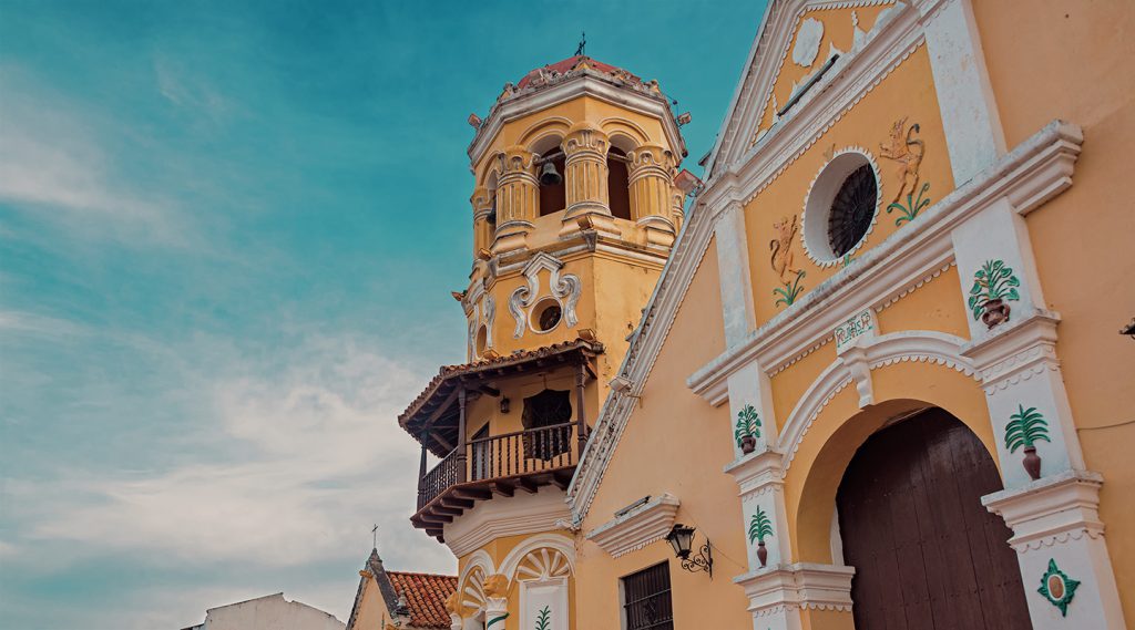 View of Santa Barbara church in Mompox, Colombia